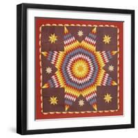 A Pieced and Appliqued Cotton Quilted Coverlet, Pennsylvania, 19th Century-null-Framed Giclee Print