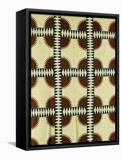 A Pieced Cotton Quilted Coverlet, circa 1860-null-Framed Stretched Canvas