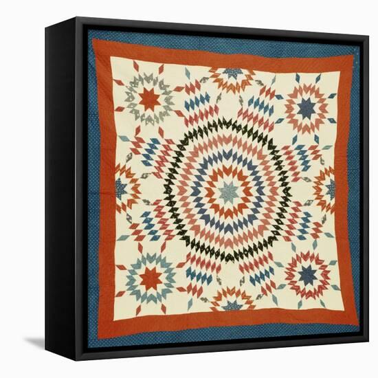 A Pieced Quilted Coverlet, American, Late Nineteenth Century-null-Framed Stretched Canvas