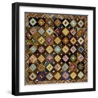 A Pieced Silk Coverlet Pennsylvania, C 1890-null-Framed Giclee Print