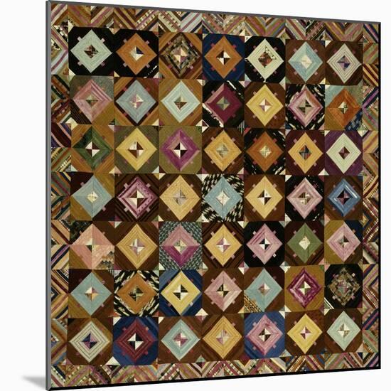 A Pieced Silk Coverlet Pennsylvania, C 1890-null-Mounted Giclee Print