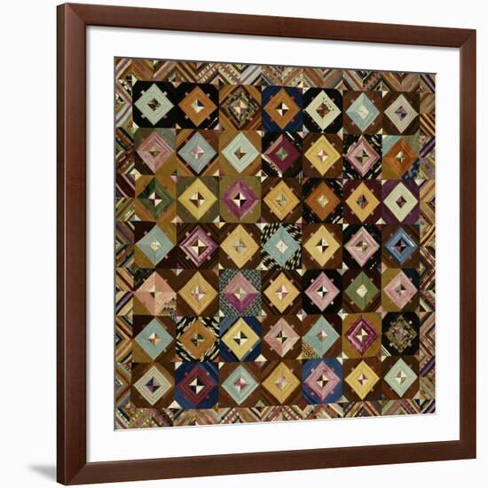 A Pieced Silk Coverlet Pennsylvania, C 1890-null-Framed Giclee Print