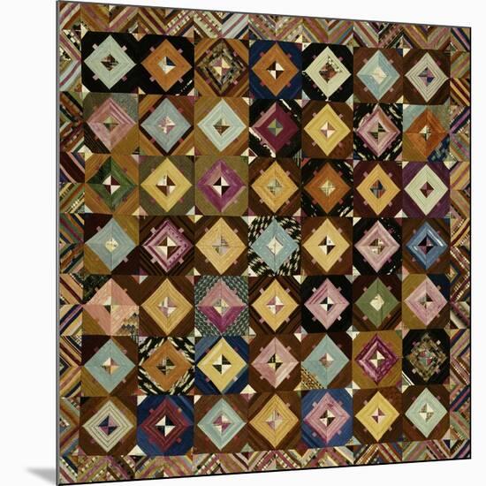 A Pieced Silk Coverlet Pennsylvania, C 1890-null-Mounted Giclee Print
