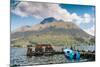 A pier and boat at the base of Volcan Imbabura and Lago San Pablo, close to the famous market town -Alexandre Rotenberg-Mounted Photographic Print