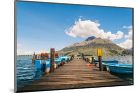 A pier and boat on Lago San Pablo, at the base of Volcan Imbabura, close to the famous market town-Alexandre Rotenberg-Mounted Photographic Print