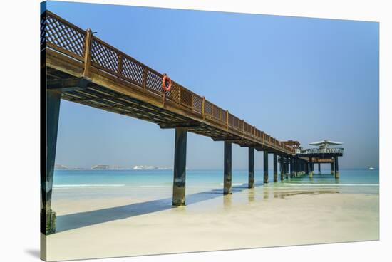 A Pier on Jumeirah Beach, Dubai, United Arab Emirates, Middle East-Fraser Hall-Stretched Canvas