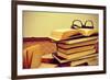 A Pile of Books and a Pair of Eyeglasses in an Old Suitcase, with a Retro Effect-nito-Framed Premium Photographic Print