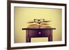 A Pile of Books and a Pair of Eyeglasses on a Desk, Symbolizing the Concept of Reading Habit or Stu-nito-Framed Premium Photographic Print