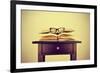 A Pile of Books and a Pair of Eyeglasses on a Desk, Symbolizing the Concept of Reading Habit or Stu-nito-Framed Premium Photographic Print