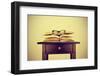 A Pile of Books and a Pair of Eyeglasses on a Desk, Symbolizing the Concept of Reading Habit or Stu-nito-Framed Photographic Print