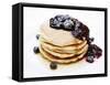 A Pile of Pancakes with Blueberry Sauce and Maple Syrup-Gerrit Buntrock-Framed Stretched Canvas