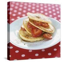 A Pile of Pancakes with Strawberries-Alena Hrbkova-Stretched Canvas