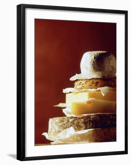 A Pile of Pieces of Different Cheeses-Tim Thiel-Framed Photographic Print