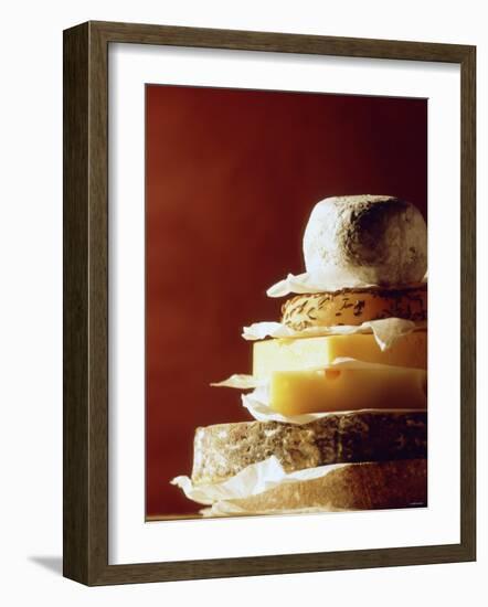 A Pile of Pieces of Different Cheeses-Tim Thiel-Framed Photographic Print