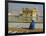 A Pilgrim in Blue Sits by the Holy Pool of Nectar at the Golden Temple, Punjab, India-Jeremy Bright-Framed Photographic Print