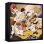 A Pillow Fight, Illustration from 'Peter Pan' by J.M. Barrie-Nadir Quinto-Framed Stretched Canvas