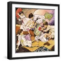 A Pillow Fight, Illustration from 'Peter Pan' by J.M. Barrie-Nadir Quinto-Framed Giclee Print