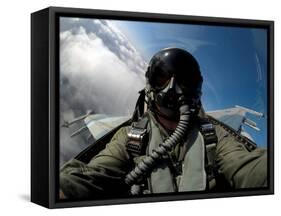 A Pilot in the Cockpit of an F-16 Fighting Falcon-Stocktrek Images-Framed Stretched Canvas
