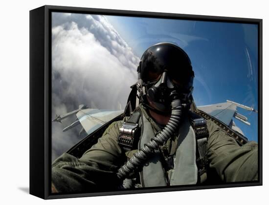 A Pilot in the Cockpit of an F-16 Fighting Falcon-Stocktrek Images-Framed Stretched Canvas