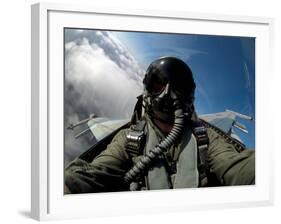 A Pilot in the Cockpit of an F-16 Fighting Falcon-Stocktrek Images-Framed Photographic Print