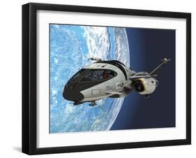 A Pilot Manuvers a Space Shuttle into Orbit around Planet Earth-Stocktrek Images-Framed Art Print