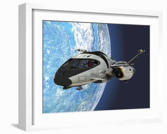 A Pilot Manuvers a Space Shuttle into Orbit around Planet Earth-Stocktrek Images-Framed Art Print