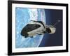 A Pilot Manuvers a Space Shuttle into Orbit around Planet Earth-Stocktrek Images-Framed Art Print