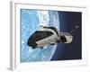 A Pilot Manuvers a Space Shuttle into Orbit around Planet Earth-Stocktrek Images-Framed Art Print