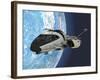 A Pilot Manuvers a Space Shuttle into Orbit around Planet Earth-Stocktrek Images-Framed Art Print