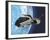 A Pilot Manuvers a Space Shuttle into Orbit around Planet Earth-Stocktrek Images-Framed Art Print