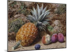 A Pineapple, a Peach and Plums on a Mossy Bank-John Sherrin-Mounted Giclee Print
