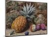 A Pineapple, a Peach and Plums on a Mossy Bank-John Sherrin-Mounted Giclee Print