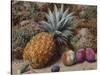 A Pineapple, a Peach and Plums on a Mossy Bank-John Sherrin-Stretched Canvas