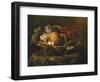 A Pineapple, Grapes, Peaches and Apricots in a Basket-Johan Laurentz Jensen-Framed Giclee Print