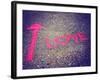 A Pink Arrow Showing the Way to Love Written on a Sidewalk with Chalk Toned with a Retro Vintage In-graphicphoto-Framed Photographic Print