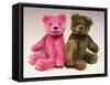 A Pink Schuco Scent Bottle Teddy Bearand a Green Schuco Compact Teddy Bear,-null-Framed Stretched Canvas