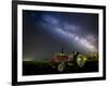 A Pink Tractor (With a Breast-Cancer Awareness Ribbon) Sits Beneath the Milky Way in a Tulip Field-Ben Coffman-Framed Photographic Print