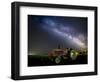 A Pink Tractor (With a Breast-Cancer Awareness Ribbon) Sits Beneath the Milky Way in a Tulip Field-Ben Coffman-Framed Photographic Print