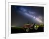 A Pink Tractor (With a Breast-Cancer Awareness Ribbon) Sits Beneath the Milky Way in a Tulip Field-Ben Coffman-Framed Photographic Print