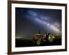 A Pink Tractor (With a Breast-Cancer Awareness Ribbon) Sits Beneath the Milky Way in a Tulip Field-Ben Coffman-Framed Photographic Print