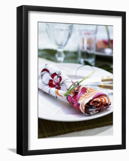 A Place Setting with Printed Fabric Napkin-Wolfgang Kleinschmidt-Framed Photographic Print