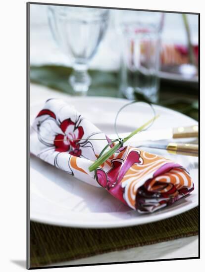 A Place Setting with Printed Fabric Napkin-Wolfgang Kleinschmidt-Mounted Photographic Print