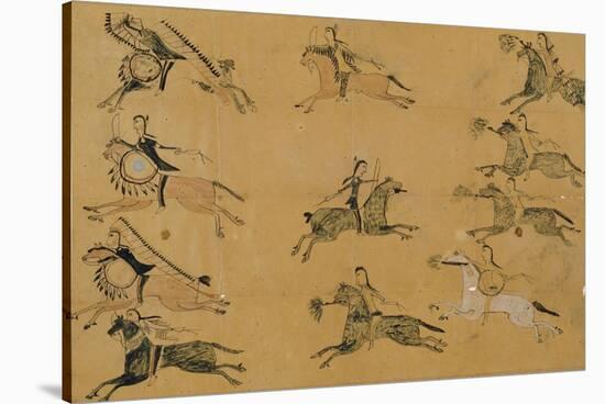 A Plains Pictographic Painting, Native American-null-Stretched Canvas