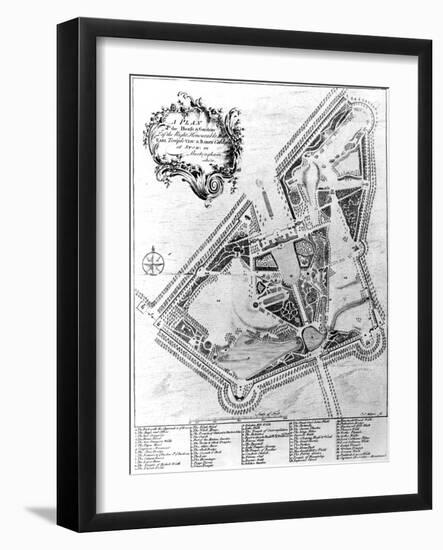 A Plan of the House and Gardens at Stowe, Buckinghamshire-Johann Sebastien Muller-Framed Giclee Print