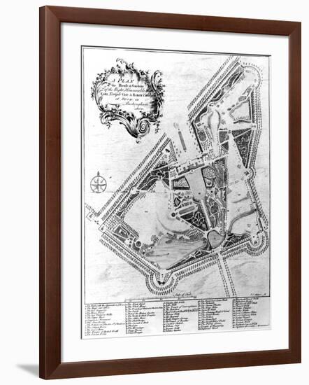 A Plan of the House and Gardens at Stowe, Buckinghamshire-Johann Sebastien Muller-Framed Giclee Print