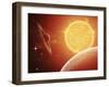 A Planet and its Moon Resisting the Relentless Heat of the Giant Orange Sun Pollux-Stocktrek Images-Framed Premium Photographic Print