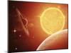 A Planet and its Moon Resisting the Relentless Heat of the Giant Orange Sun Pollux-Stocktrek Images-Mounted Premium Photographic Print