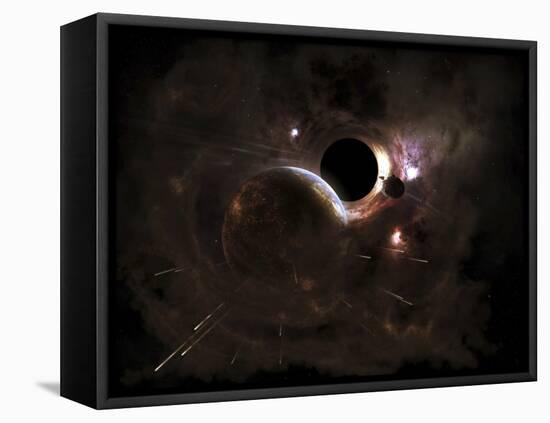 A Planet's Population Fleas in Panic from a Massive Black Hole-Stocktrek Images-Framed Stretched Canvas