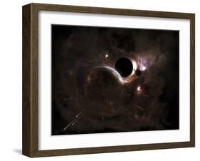 A Planet's Population Fleas in Panic from a Massive Black Hole-Stocktrek Images-Framed Photographic Print