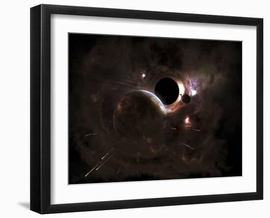 A Planet's Population Fleas in Panic from a Massive Black Hole-Stocktrek Images-Framed Photographic Print